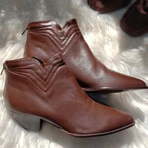 Amanda Smith ankle boots brown western back zip 8